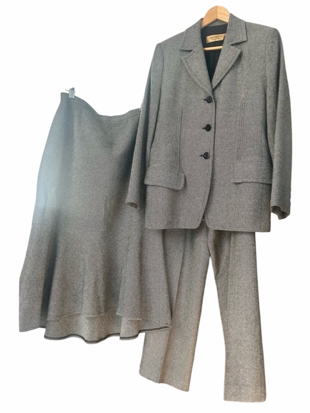 Vintage Bogato International • 3-Piece Wool Blend Suit • Blazer, Pants & Skirt 8